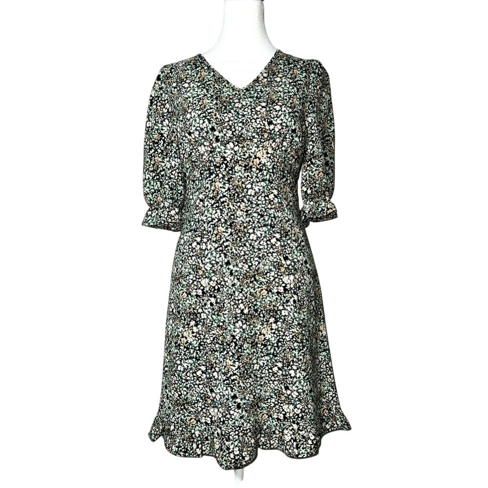 Vero Moda Floral Crepe Ruffle Form Fitting Mini Dress‎ sz.XS